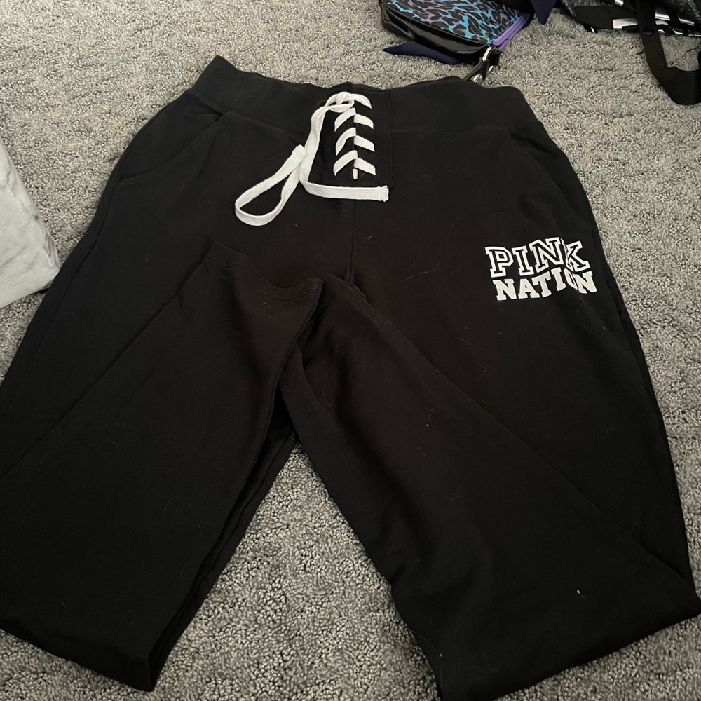 pink black leggings/sweatpants